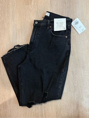 Abercrombie & Fitch Black Ankle Straight Ultra High Rise Jeans Curve Love
